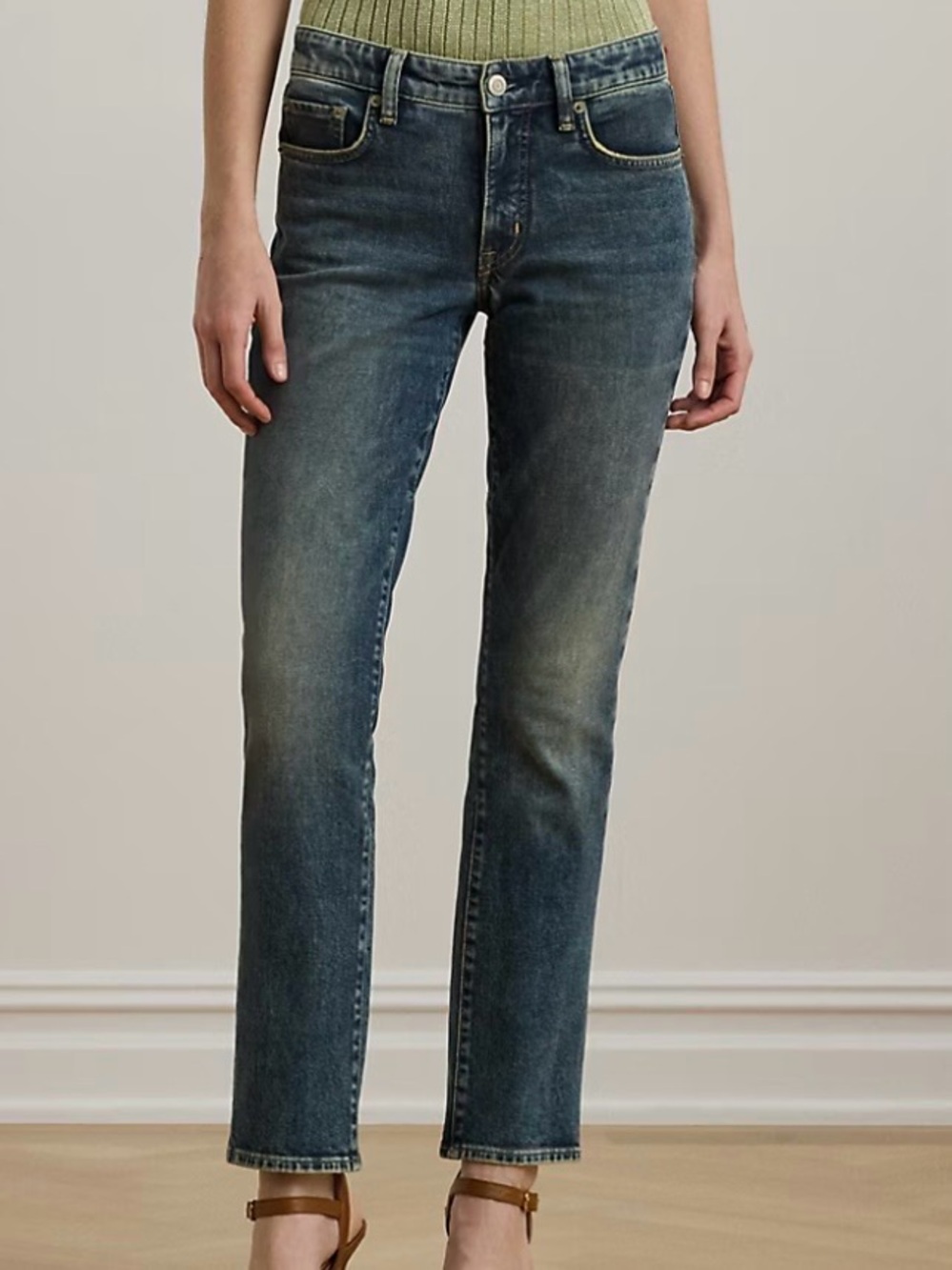 NEW Ralph Lauren Mid-Rise Straight Ankle Jean in Haze Wash